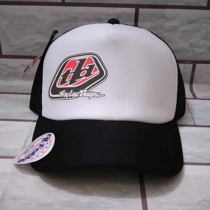 Topi Trucker Hat - Logo Troy lee Design - Hitam Putih AF002 - Polyflex