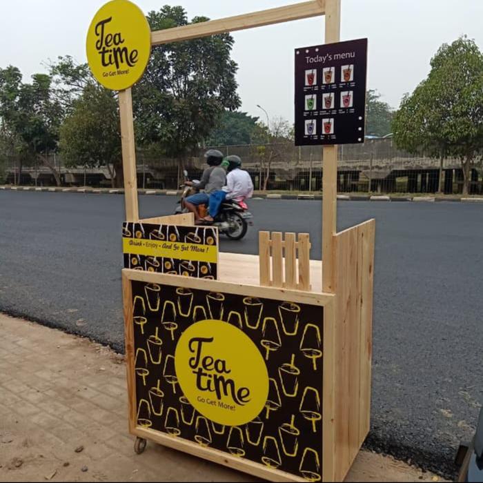 Booth murah kayu jati / gerobak bar / meja bar promo