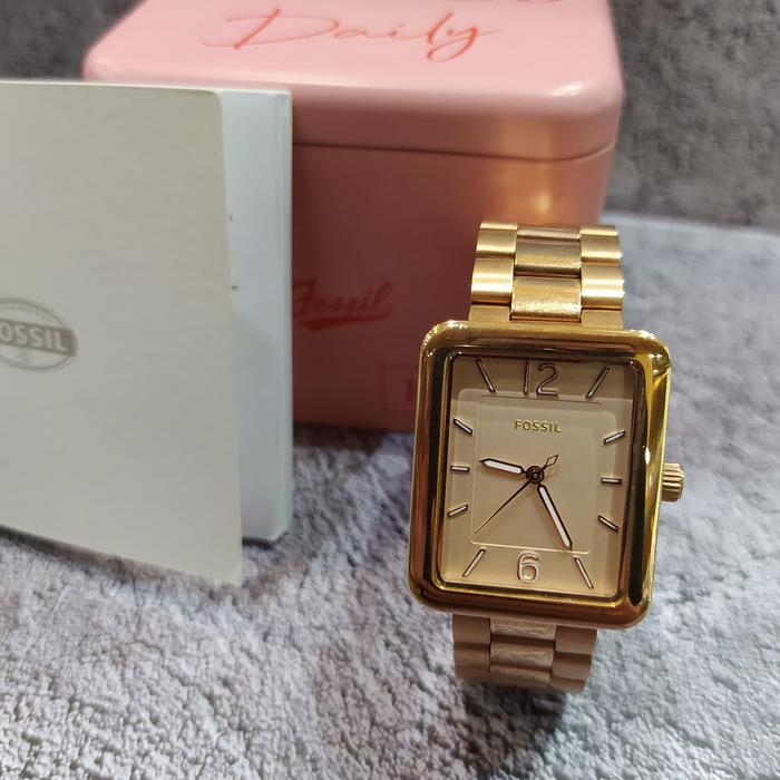 FOSSIL Jam Tangan Wanita ES4156 Tali Besi Warna Rosegold Stainless Steel Water Resistant 5Atm Garans