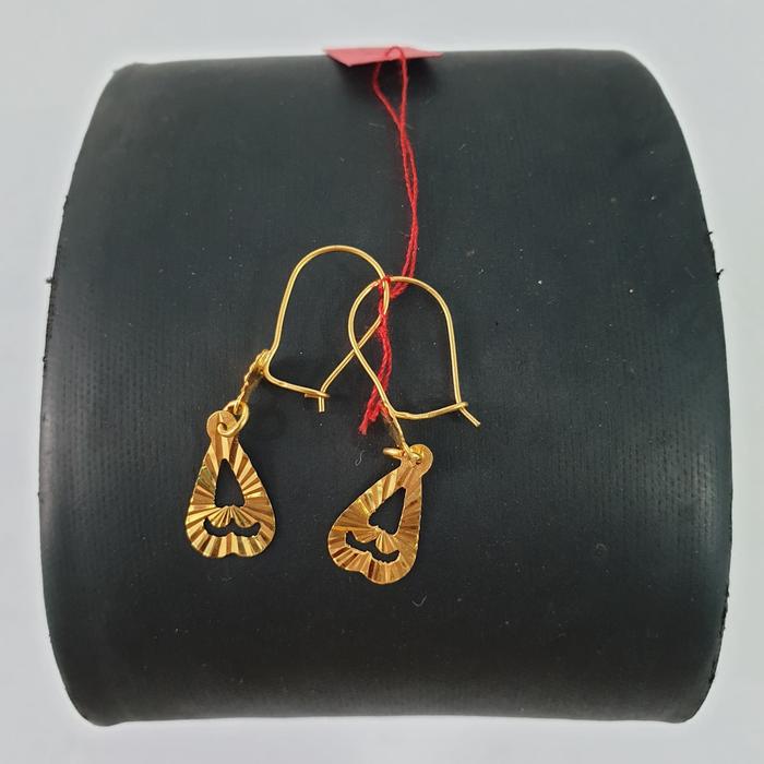 Anting Emas asli model hati cristal Kadar 700 Emas 22 karat makassar