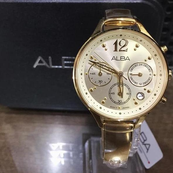 JAM TANGAN WANITA ALBA AT3E98X1 AT3E98 GOLD ORIGINAL GARANSI RESMI 1TH