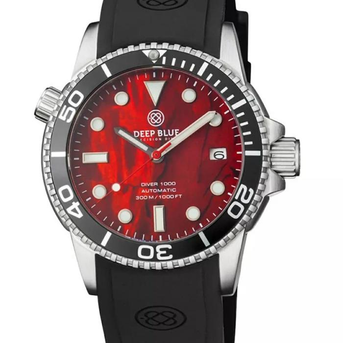 DIVER 1000 AUTOMATIC DIVER BLACK BEZEL - RED ABALONE SHELL DIAL