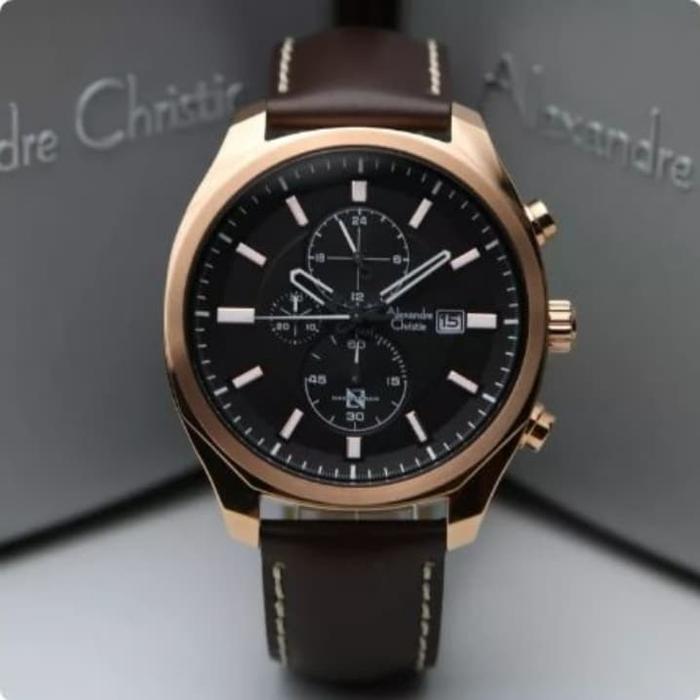 Jam Tangan Pria Alexandre Christie AC 6550 Original Brown Rosegold
