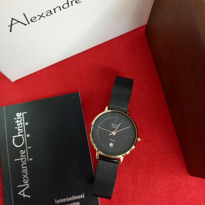 Jam Tangan Analog wanita Alexandre Christie AC 8627 LD black rose gold