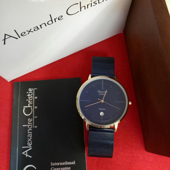 Jam Tangan Analog Pria Alexandre Christie AC 8627 MD blue rose gold