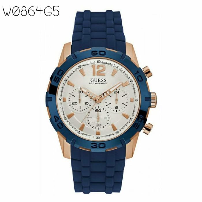 Jam Pria Guess W0864G5 W0864G3 W0864G2 W0864G6 Rubber Original 4.5cm