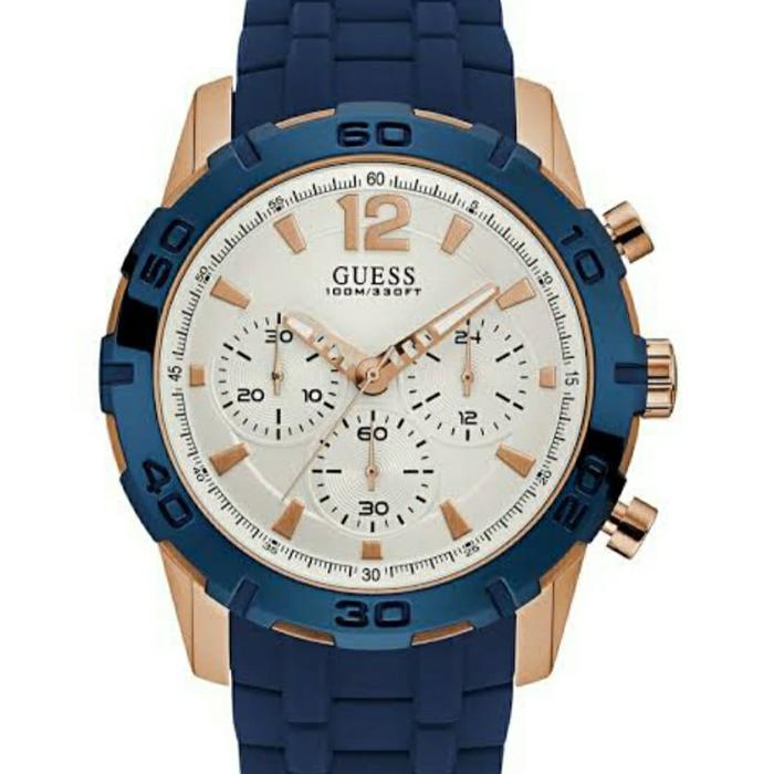 Jam Tangan Pria Guess W0864G5 Blue Rubber Original 4.5cm