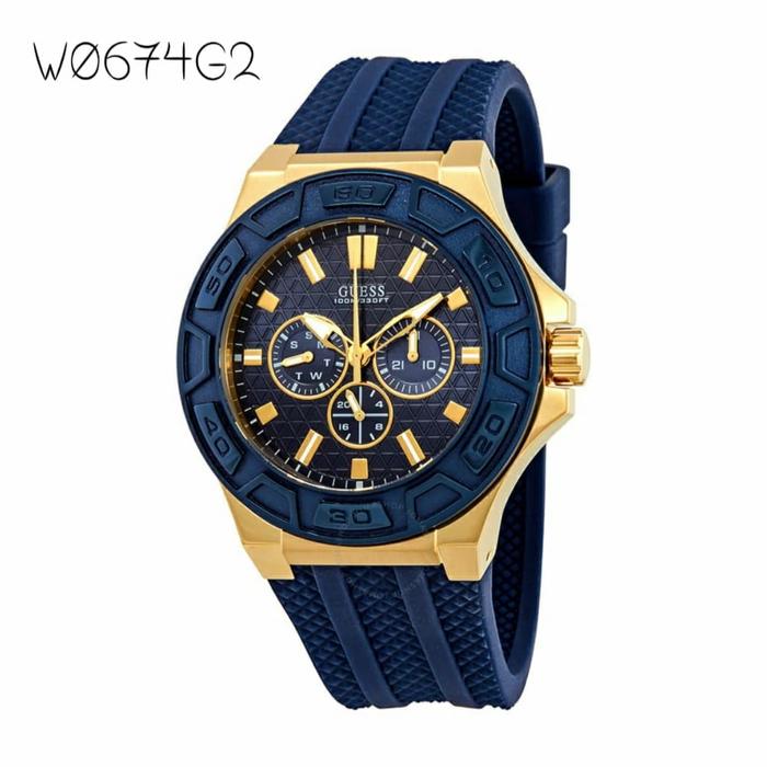 Jam Pria Guess W0674G4 W0674G8 W0674G2 Force Rubber Original 45mm