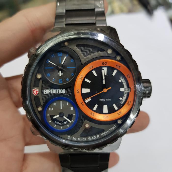 Jam tangan pria Expedition E 6718 E6718 black orange blue