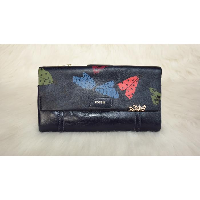 DOMPET FOSSIL ELLIS CLUTCH NAVY MULTI