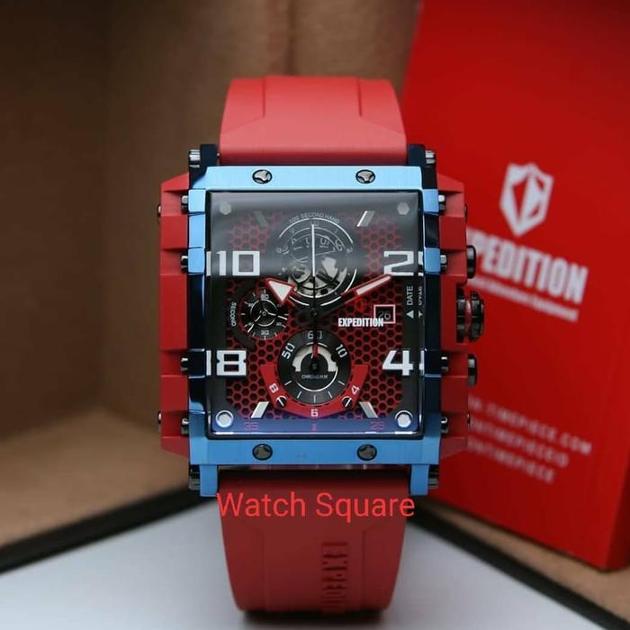 Jam Tangan Expedition Pria Original E6757 Blue Red