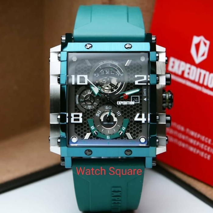 Jam Tangan Expedition Pria Original E6757 Green Silver