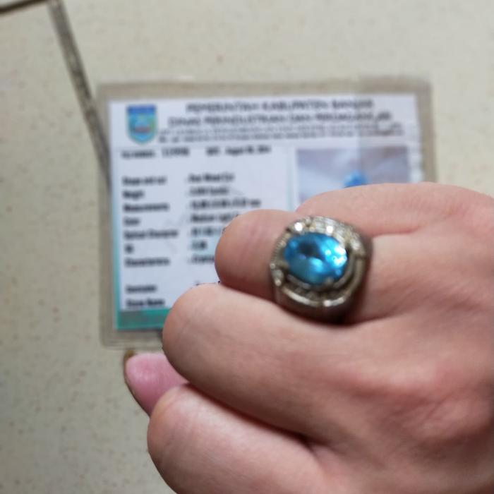 gemstone batu blue topaz sertifikat paket
