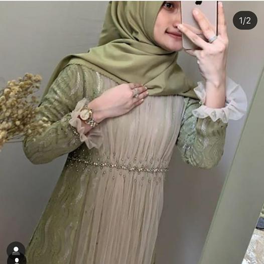 SYALINA DRESS Green L BY JAVINA OFFICIAL
