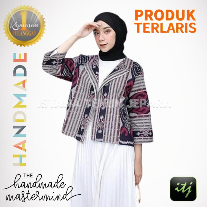 Blazer wanita | Batik blazer | Cape Pns |Cape Blazer Coat Kerja Tenun