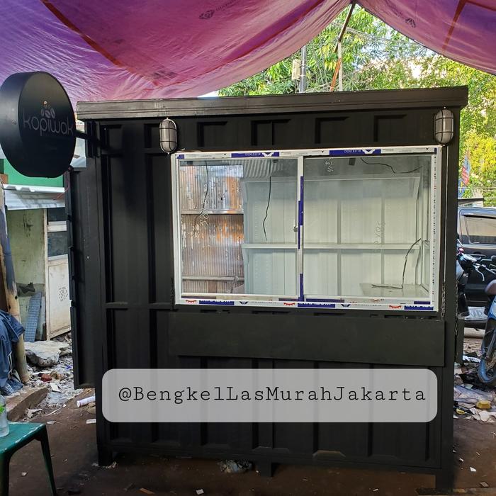 Booth Semi Container / Gerobak Kontainer Knock Down Jendela Kaca 2x1x2