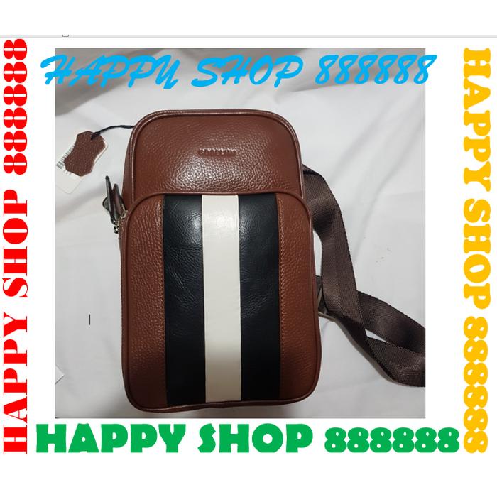 Tas Pria tas Gobelini Firenze Center Stripe Body Bag Tas kulit asli