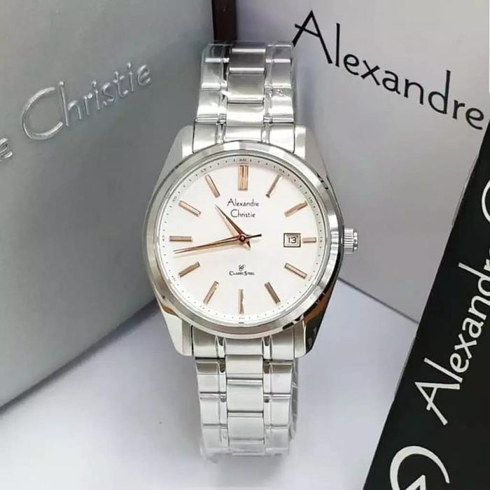 Jam tangan wanita Alexandre Christie AC 8514 AC8514 silver jarum rg