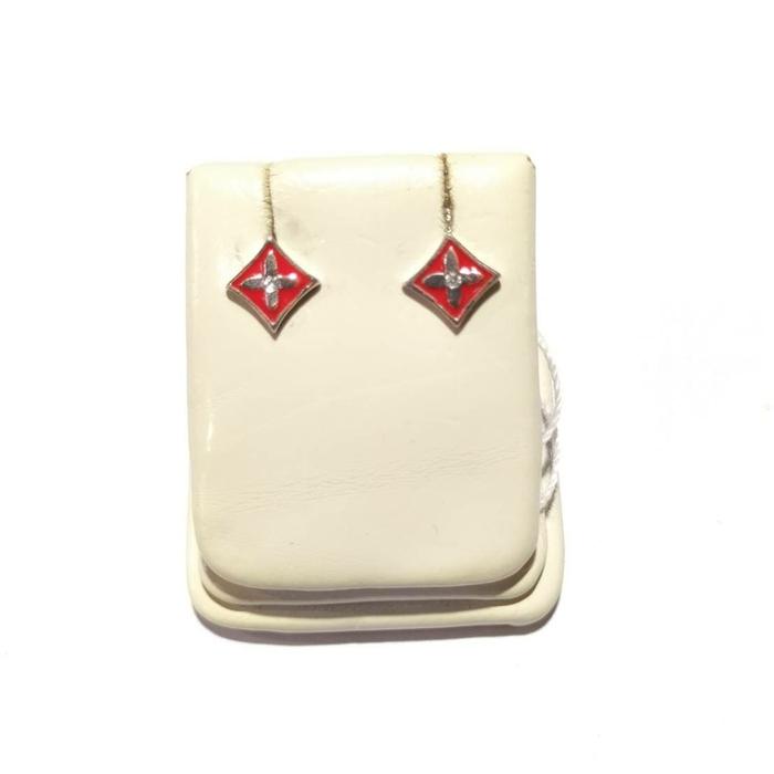Anting Tusuk LV Emas Putih 750