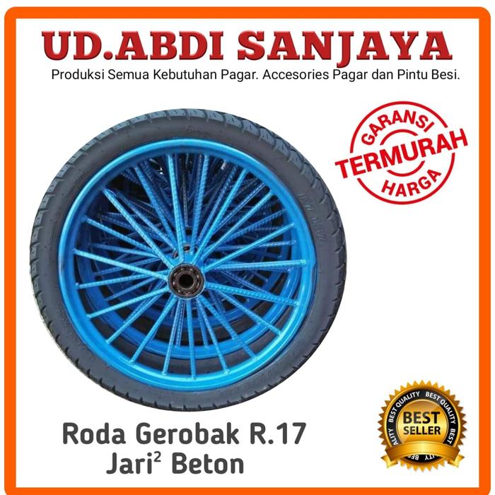 Roda Gerobak Ring 17 Ruji 20 Besi Beton Super Sepasang + As Roda pesan