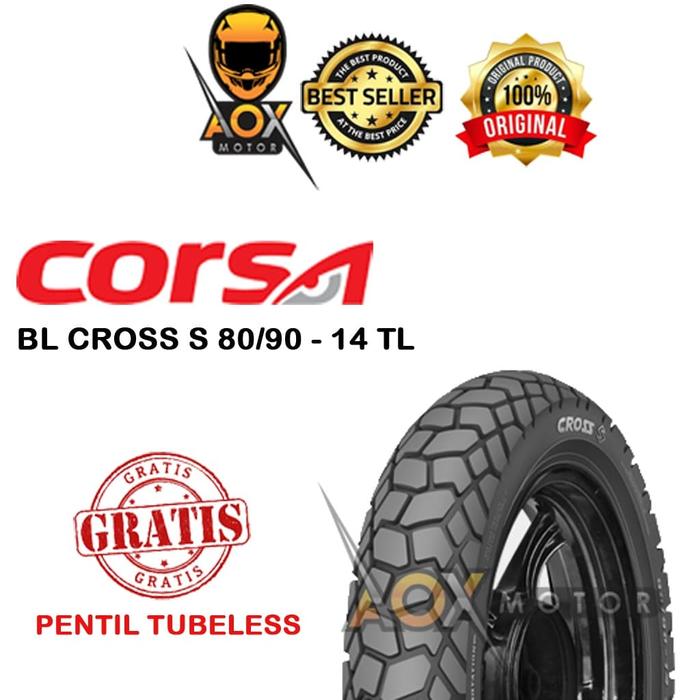 Ban luar motor matic 80/90-14 CORSA CROSS S tbl, GRATIS pentil tbl