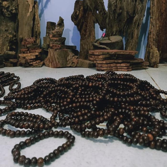 gelang kayu galih asem 7-8mm model tali elastis bukan fosil akar bahar