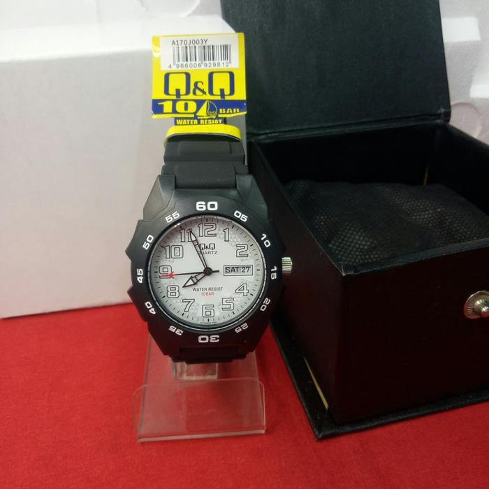 jam tangan analog pria rubber Q&Q QQ QnQ A170J003Y