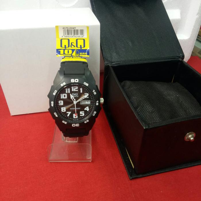 Jam Tangan Analog Unisex QQ QnQ Q&Q A170J004Y Ruber Black