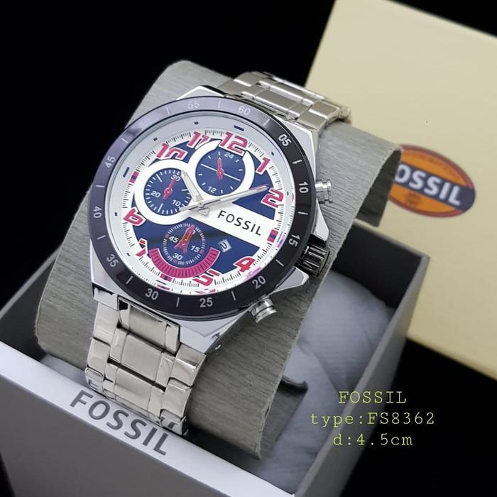 Jam Tangan Pria Fossil 8362G Stainless Chronograph Tanggal