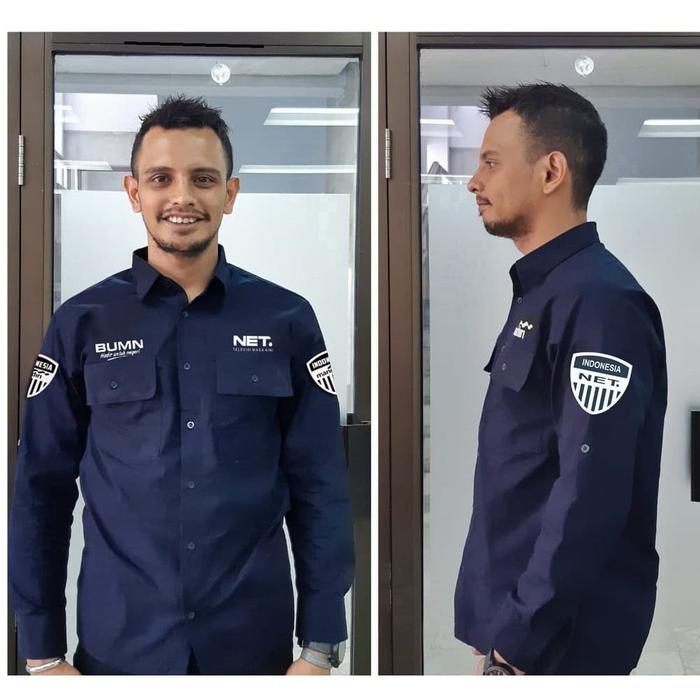 Kemeja net tv trans tv navy biru dongker