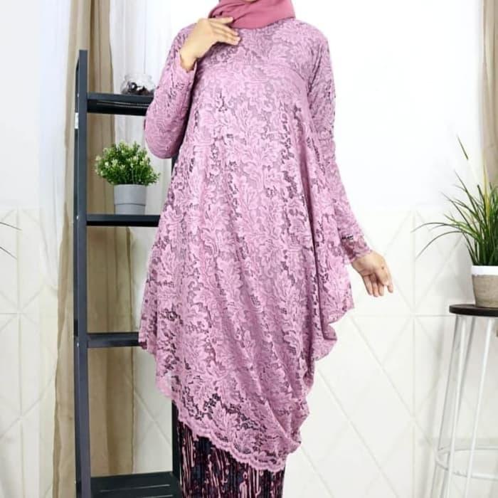 ATASAN KEBAYA BRUKAT TUNIK MIRING WARNA UNGU