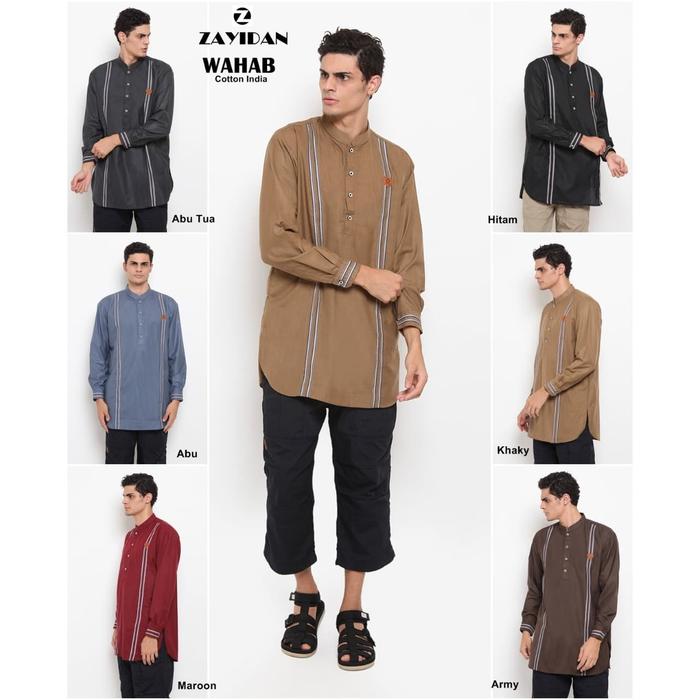 Zayidan Baju Koko Gamis Muslim Pria Wahab Maroon - Bahan Cotton India Adem Lembut Tangan Panjang Dew