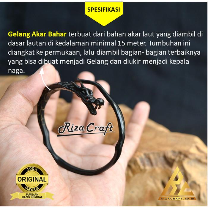 Gelang Kesehatan Akar Bahar Hitam Laut Maluku ASLI Ukir Kepala Naga