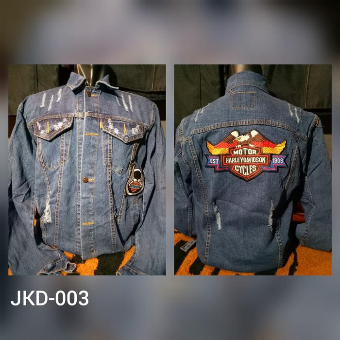JAKET DENIM JEANS HARLEY DAVIDSON GAMBAR EAGLE