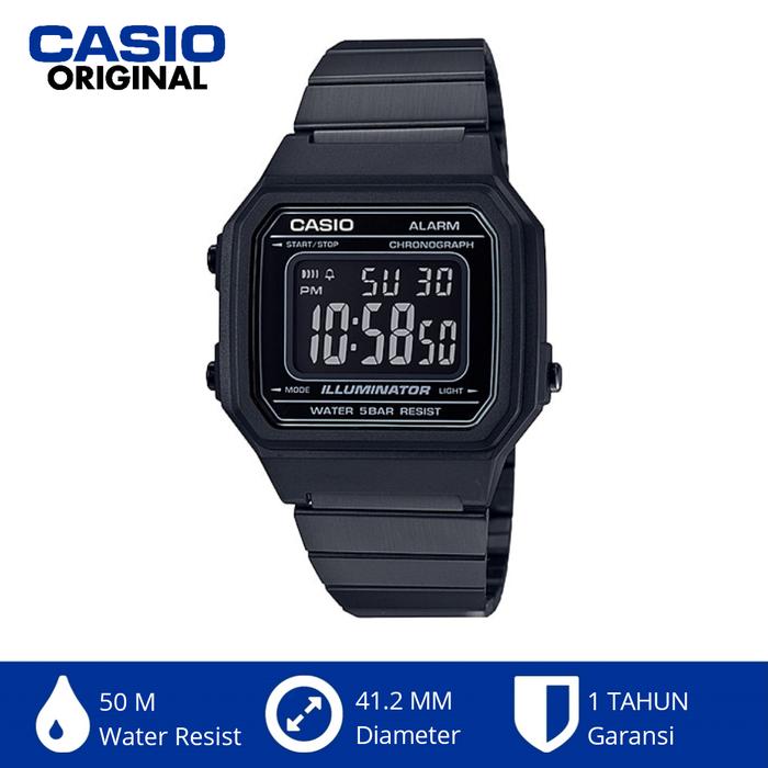 Casio Original B650WB-1BDF B650W B650 Jam Tangan Full Black Stainless