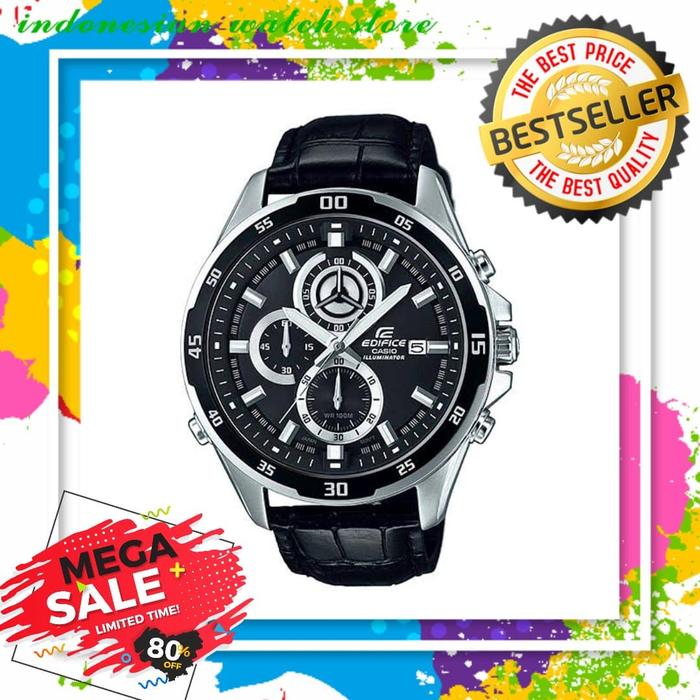 Jam Tangan Pria Merk CASIO EDIFICE Type EF547 Leather Strap
