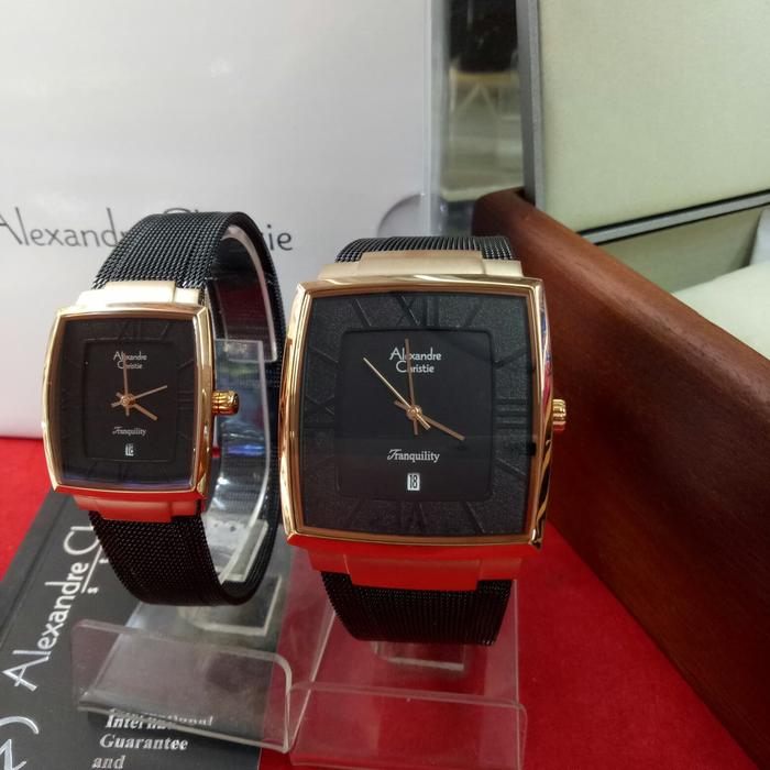 Jam Tangan Analog Couple Alexandre Christie AC8329MD/LD Black Rosegold