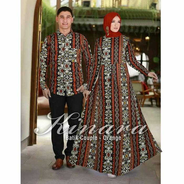 Kinara Batik Couple Maxi Dress Kemeja Batik Pasangan Bahan Katun Motif
