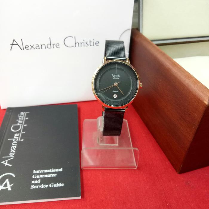 Jam Tangan Analog wanita Alexandre Christie AC 8627 LD Black Rosegold