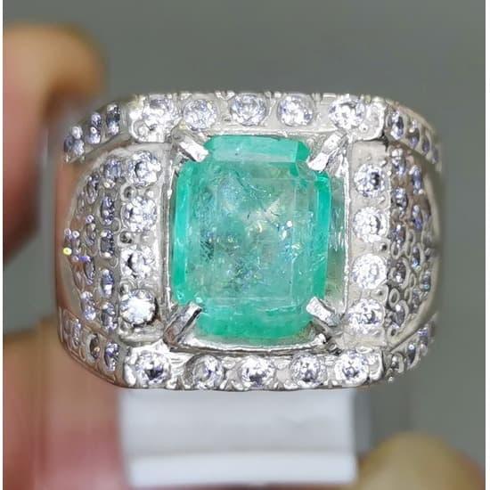 Cincin Batu Zamrud Kolombia Asli Bersertifikat