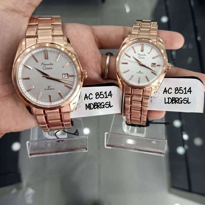JAM TANGAN COUPLE ALEXANDER CRISTIE AC8514 ROSEGOLD ORIGINAL