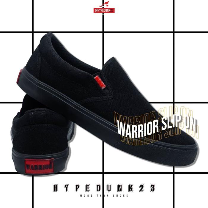 Sepatu Warrior Slip On Arthur All Black (Full Black)