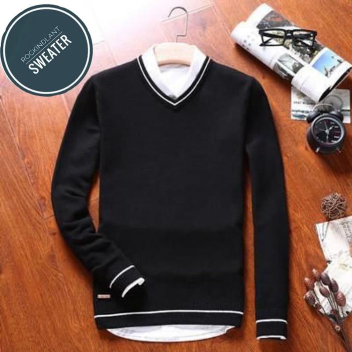 sweater pria vneck cotton combed