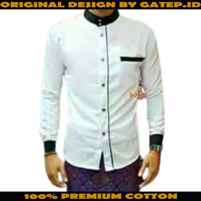 Baju Semi Safari Bali Lengan Panjang Lis Hitam Size S M XL XXL