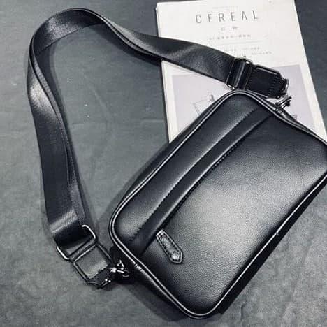 Tas selempang pria simple sling bag cowok tas kulit kecil
