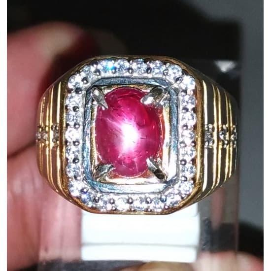 Cincin Batu Akik Ruby Star Merah Delima Asli Natural