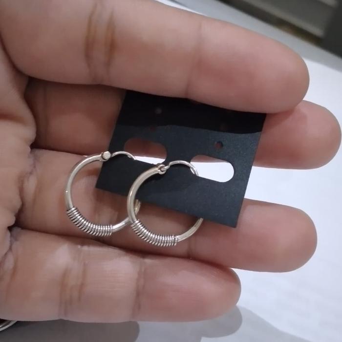 anting hoop lilit polos perak bali asli 925