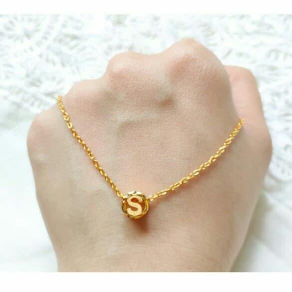 Set Kalung Anak Inisial Huruf S Emas Asli