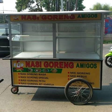 Gerobak Baru Nasi Goreng Alumunium Roda Besar