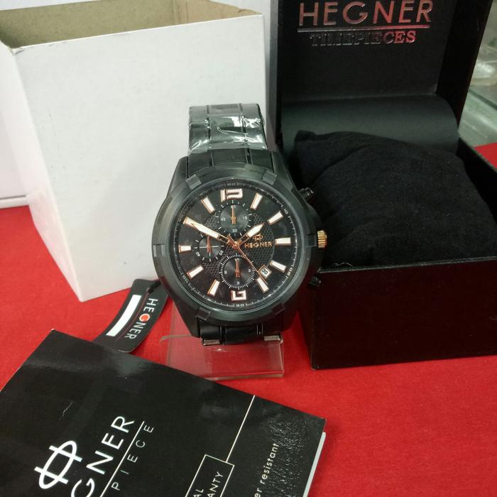 Jam Tangan Analog pria Hegner Hw 1652 G 3 all black steel
